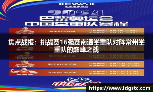 焦点战报：挑战赛16强赛南通举重队对阵常州举重队的巅峰之战